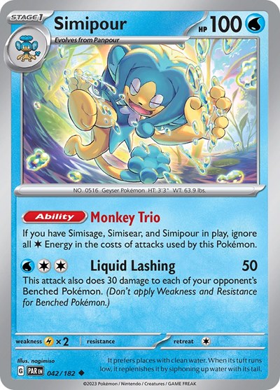 2023 Pokemon: SV04: Paradox Rift (PAR) - Simipour (#042/182, Uncommon) (, Near Mint)