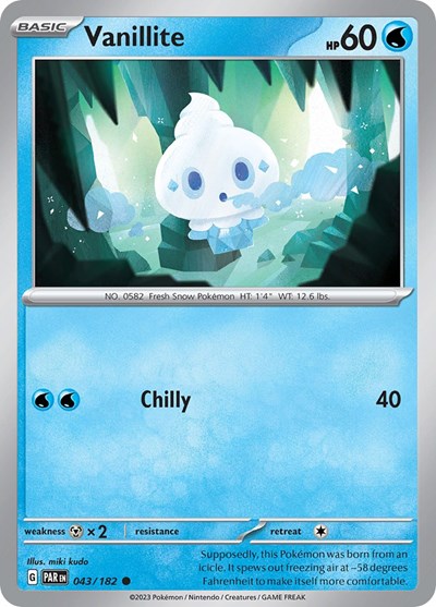 2023 Pokemon: SV04: Paradox Rift (PAR) - Vanillite (#043/182, Common) (, Near Mint)