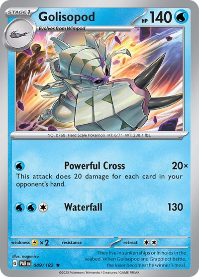 2023 Pokemon: SV04: Paradox Rift (PAR) - Golisopod (#049/182, Rare) (Reverse Holofoil, Near Mint)