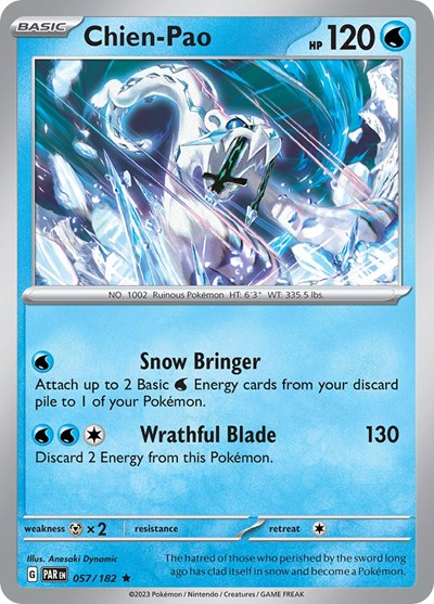 2023 Pokemon: SV04: Paradox Rift (PAR) - Chien Pao (#057/182, Rare) (Holofoil, Near Mint)