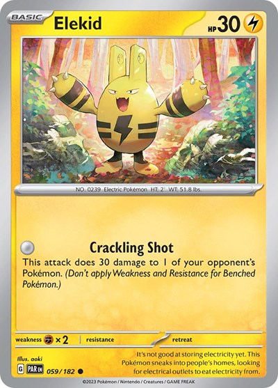 2023 Pokemon: SV04: Paradox Rift (PAR) - Elekid (#059/182, Common) (, Near Mint)