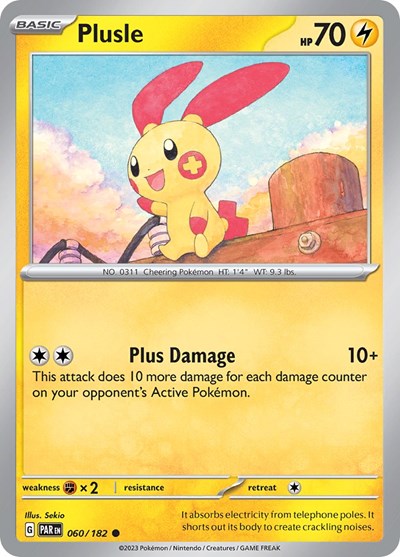 2023 Pokemon: SV04: Paradox Rift (PAR) - Plusle 060 182 (#060/182, Common) (, Near Mint)