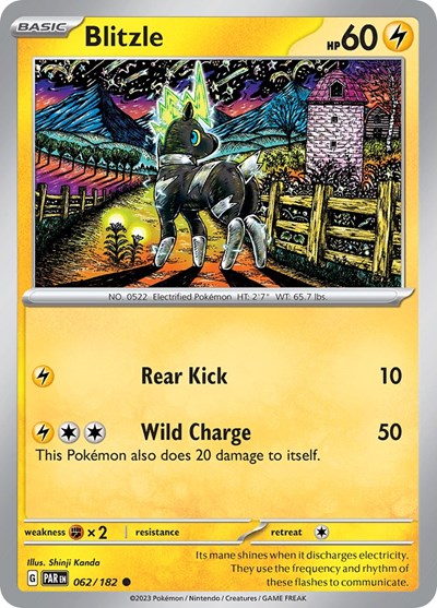 2023 Pokemon: SV04: Paradox Rift (PAR) - Blitzle 062 182 (#062/182, Common) (, Near Mint)