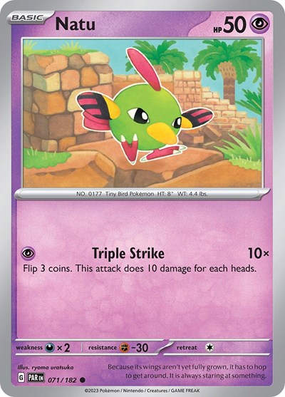 2023 Pokemon: SV04: Paradox Rift (PAR) - Natu (#071/182, Common) (, Near Mint)