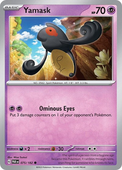 2023 Pokemon: SV04: Paradox Rift (PAR) - Yamask (#075/182, Common) (, Near Mint)