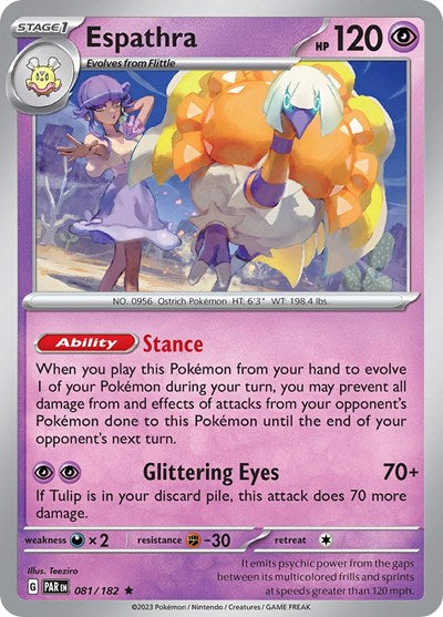 2023 Pokemon: SV04: Paradox Rift (PAR) - Espathra 081 182 (#081/182, Rare) (Reverse Holofoil, Near Mint)