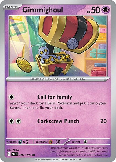 2023 Pokemon: SV04: Paradox Rift (PAR) - Gimmighoul 087 182 (#087/182, Common) (, Near Mint)