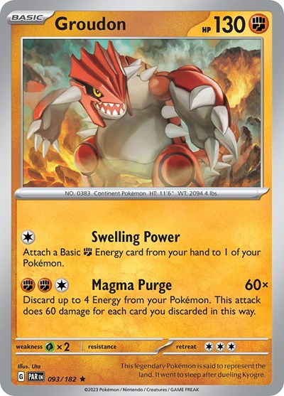 2023 Pokemon: SV04: Paradox Rift (PAR) - Groudon 093 182 (#093/182, Rare) (Holofoil, Near Mint)