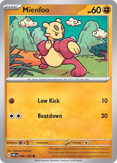 2023 Pokemon: SV04: Paradox Rift (PAR) - Mienfoo (#096/182, Common) (, Near Mint)