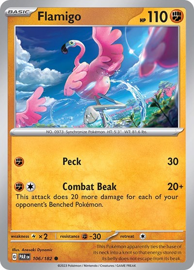 2023 Pokemon: SV04: Paradox Rift (PAR) - Flamigo (#106/182, Common) (, Near Mint)
