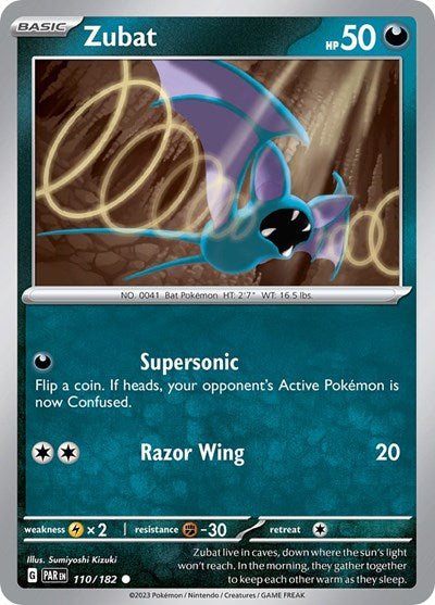 2023 Pokemon: SV04: Paradox Rift (PAR) - Zubat (#110/182, Common) (, Near Mint)