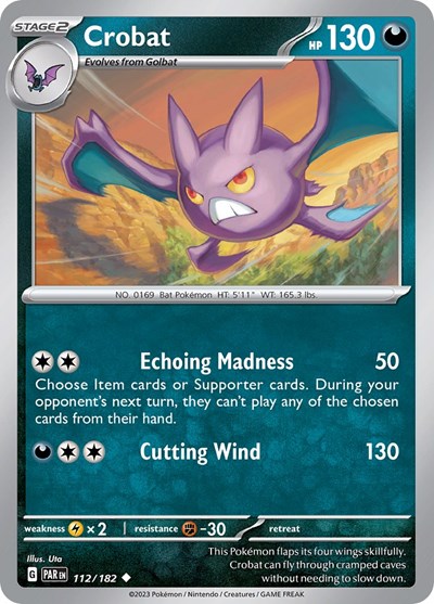 2023 Pokemon: SV04: Paradox Rift (PAR) - Crobat (#112/182, Uncommon) (, Near Mint)