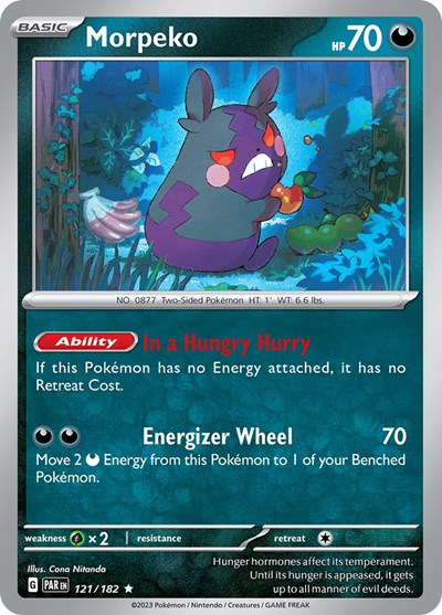 2023 Pokemon: SV04: Paradox Rift (PAR) - Morpeko 121 182 (#121/182, Rare) (Holofoil, Near Mint)