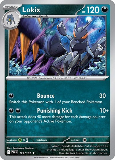 2023 Pokemon: SV04: Paradox Rift (PAR) - Lokix (#122/182, Rare) (Reverse Holofoil, Near Mint)
