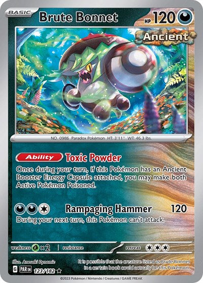2023 Pokemon: SV04: Paradox Rift (PAR) - Brute Bonnet 123 182 (#123/182, Rare) (Holofoil, Near Mint)