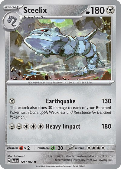 2023 Pokemon: SV04: Paradox Rift (PAR) - Steelix 125 182 (#125/182, Rare) (Holofoil, Near Mint)