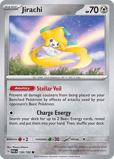 2023 Pokemon: SV04: Paradox Rift (PAR) - Jirachi (#126/182, Common) (, Near Mint)