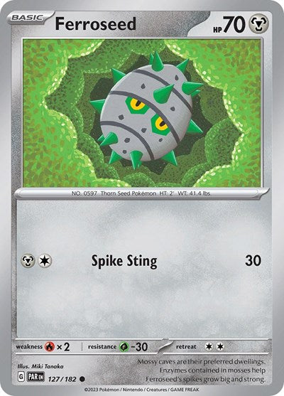 2023 Pokemon: SV04: Paradox Rift (PAR) - Ferroseed (#127/182, Common) (, Near Mint)
