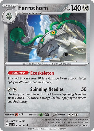 2023 Pokemon: SV04: Paradox Rift (PAR) - Ferrothorn 128 182 (#128/182, Uncommon) (, Near Mint)
