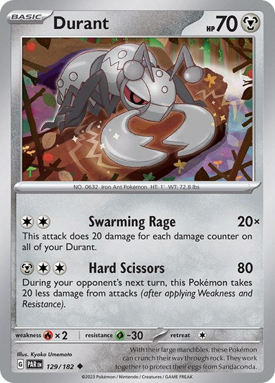 2023 Pokemon: SV04: Paradox Rift (PAR) - Durant (#129/182, Uncommon) (, Near Mint)