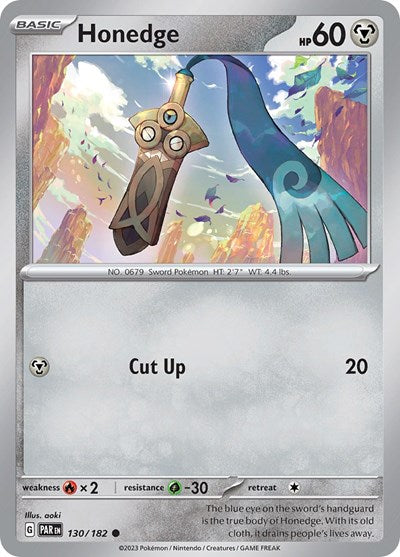 2023 Pokemon: SV04: Paradox Rift (PAR) - Honedge 130 182 (#130/182, Common) (, Near Mint)