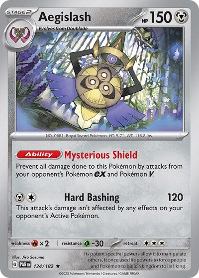 2023 Pokemon: SV04: Paradox Rift (PAR) - Aegislash 134 182 (#134/182, Rare) (Reverse Holofoil, Near Mint)