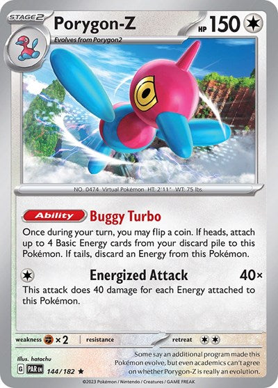 2023 Pokemon: SV04: Paradox Rift (PAR) - Porygon Z (#144/182, Rare) (Reverse Holofoil, Near Mint)