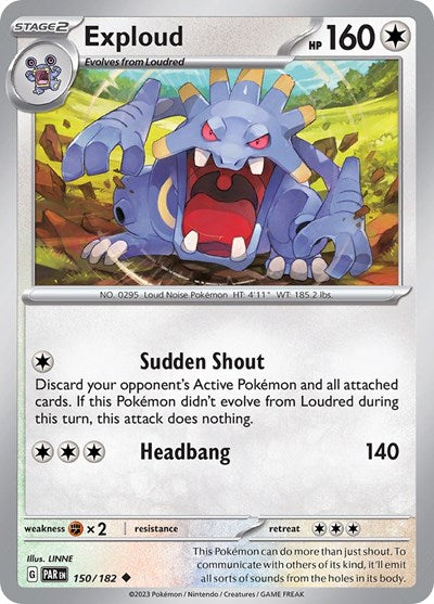 2023 Pokemon: SV04: Paradox Rift (PAR) - Exploud (#150/182, Uncommon) (, Near Mint)