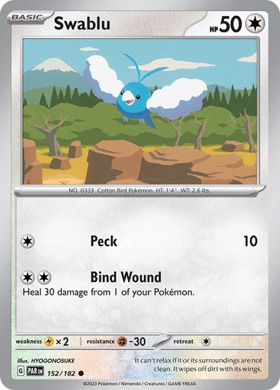 2023 Pokemon: SV04: Paradox Rift (PAR) - Swablu 152 182 (#152/182, Common) (, Near Mint)