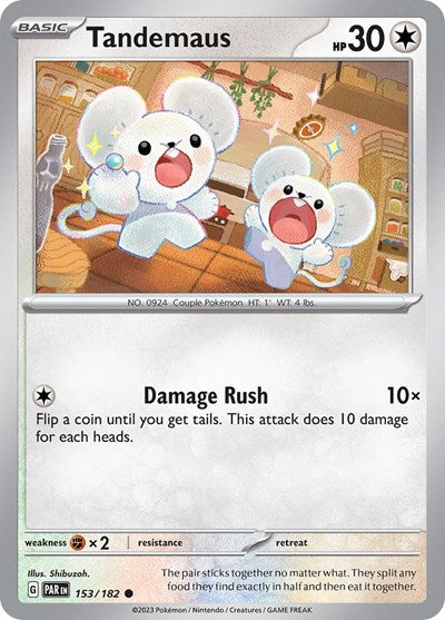 2023 Pokemon: SV04: Paradox Rift (PAR) - Tandemaus 153 182 (#153/182, Common) (, Near Mint)