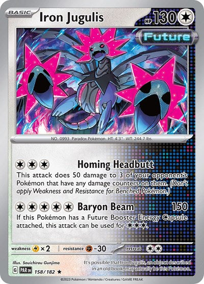 2023 Pokemon: SV04: Paradox Rift (PAR) - Iron Jugulis 158 182 (#158/182, Rare) (Holofoil, Near Mint)