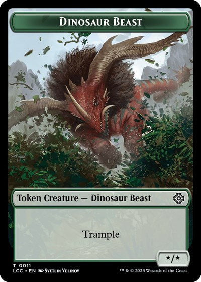2023 Magic: The Gathering: Commander: The Lost Caverns of Ixalan (LCC) - Dinosaur Beast Dinosaur Double Sided Token (#11 // 10, T) (, Near Mint)