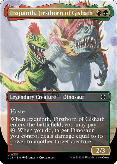 2023 Magic: The Gathering: The Lost Caverns of Ixalan (LCI) - Itzquinth Firstborn of Gishath Borderless (#331, Uncommon) (, Near Mint)