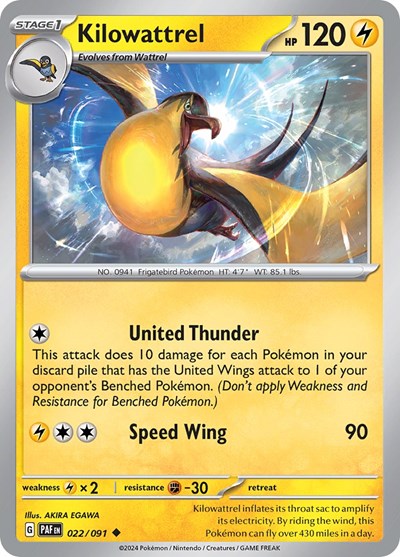2024 Pokemon: SV: Paldean Fates (PAF) - Kilowattrel 022 091 (#022/091, Uncommon) (, Near Mint)