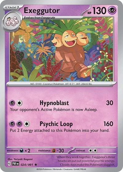 2024 Pokemon: SV: Paldean Fates (PAF) - Exeggutor (#024/091, Rare) (Holofoil, Near Mint)