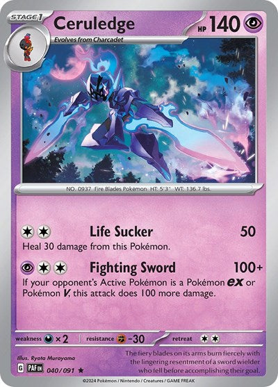2024 Pokemon: SV: Paldean Fates (PAF) - Ceruledge 040 091 (#040/091, Rare) (Holofoil, Near Mint)