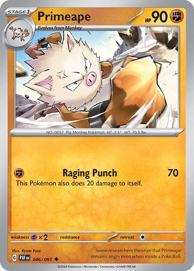 2024 Pokemon: SV: Paldean Fates (PAF) - Primeape 046 091 (#046/091, Uncommon) (, Near Mint)