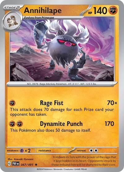 2024 Pokemon: SV: Paldean Fates (PAF) - Annihilape 047 091 (#047/091, Rare) (Reverse Holofoil, Near Mint)