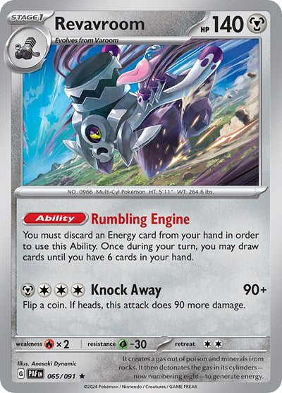 2024 Pokemon: SV: Paldean Fates (PAF) - Revavroom 065 091 (#065/091, Rare) (Holofoil, Near Mint)