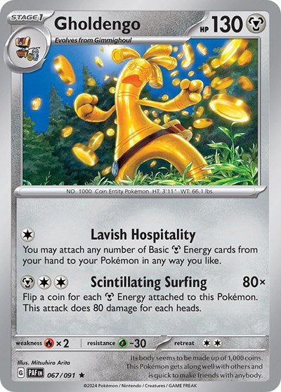 2024 Pokemon: SV: Paldean Fates (PAF) - Gholdengo (#067/091, Rare) (Reverse Holofoil, Near Mint)