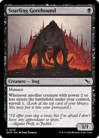 2024 Magic: The Gathering: Murders at Karlov Manor (MKM) - Snarling Gorehound (#105, Common)