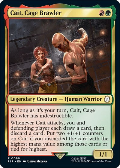 2024 Magic: The Gathering: Universes Beyond: Fallout (PIP) - Cait Cage Brawler (#96, Rare) (, Near Mint)