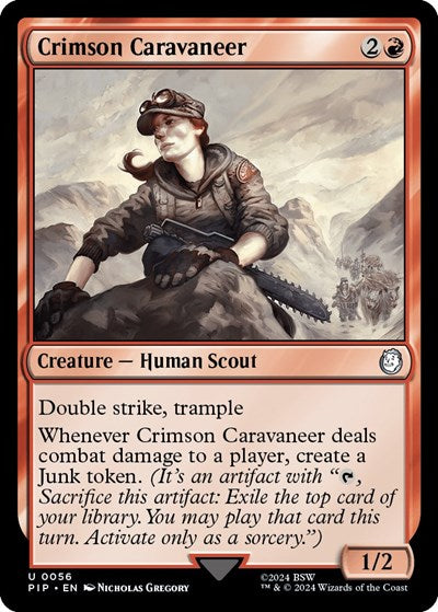 2024 Magic: The Gathering: Universes Beyond: Fallout (PIP) - Crimson Caravaneer (#56, Uncommon) (, Near Mint)