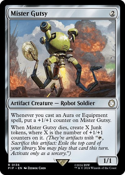 2024 Magic: The Gathering: Universes Beyond: Fallout (PIP) - Mister Gutsy (#136, Rare) (, Near Mint)