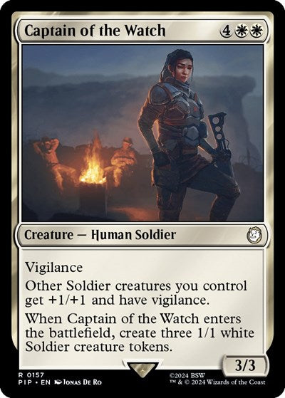 2024 Magic: The Gathering: Universes Beyond: Fallout (PIP) - Captain of the Watch (#157, Rare) (, Near Mint)