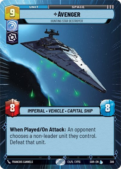 2024 Star Wars: Unlimited: Spark of Rebellion (SOR) - Avenger Hunting Star Destroyer Hyperspace (#306, Legendary) (, Near Mint)