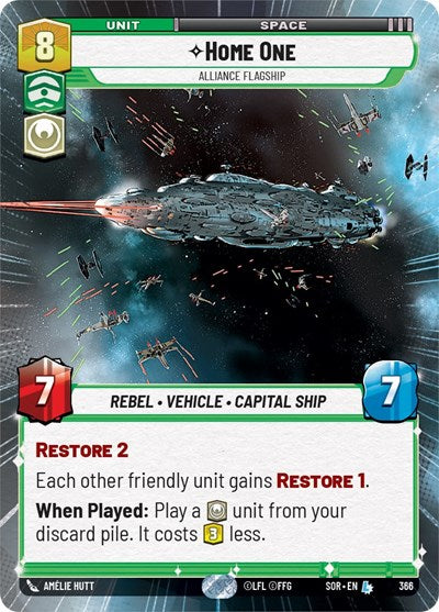 2024 Star Wars: Unlimited: Spark of Rebellion (SOR) - Home One Alliance Flagship Hyperspace (#366, Legendary) (, Near Mint)