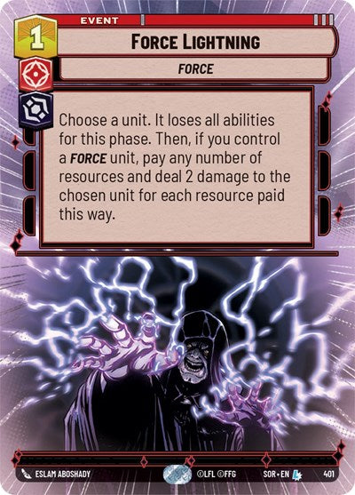 2024 Star Wars: Unlimited: Spark of Rebellion (SOR) - Force Lightning Hyperspace (#401, Legendary) (, Near Mint)
