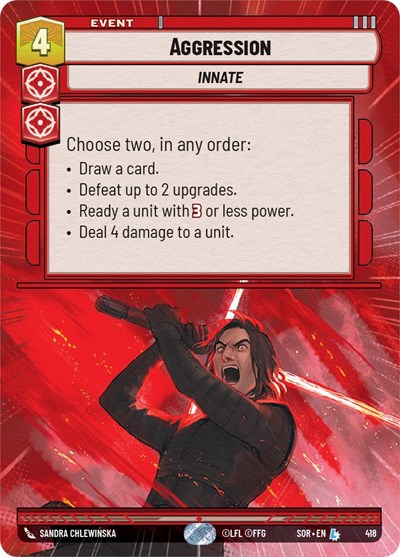 2024 Star Wars: Unlimited: Spark of Rebellion (SOR) - Aggression Hyperspace (#418, Legendary) (, Near Mint)