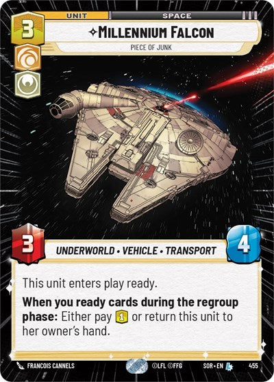 2024 Star Wars: Unlimited: Spark of Rebellion (SOR) - Millennium Falcon Piece of Junk Hyperspace (#455, Legendary) (, Near Mint)